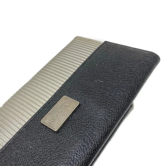 Auth BVLGARI Millerighe - Silver Black PVC Leather Long Wallet - Picture 5 of 9